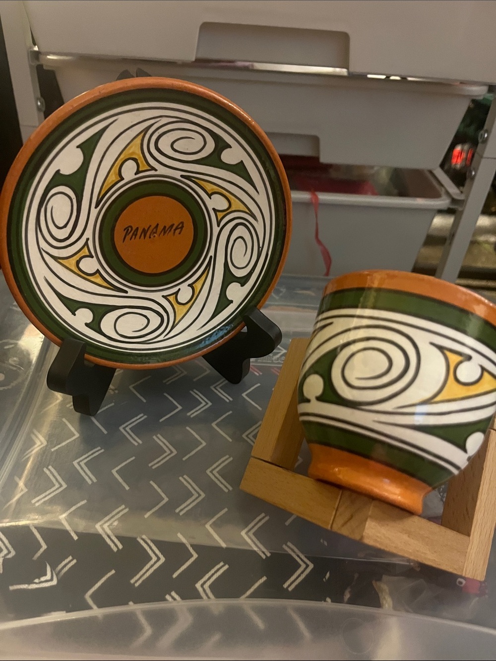 VTG Panamanian folk art pottery pre-Columbian Gran Cocle motifs 295